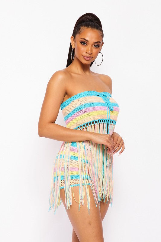 Flower Child Fringe Tube Top