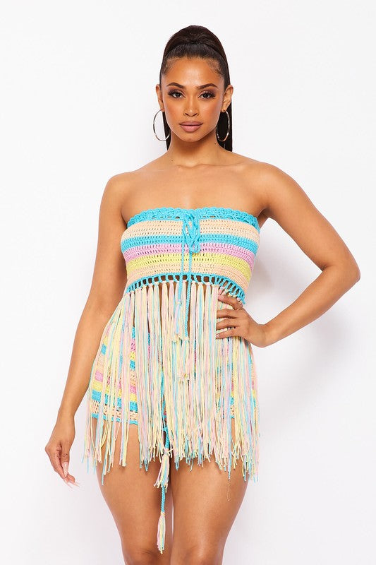 Flower Child Fringe Tube Top