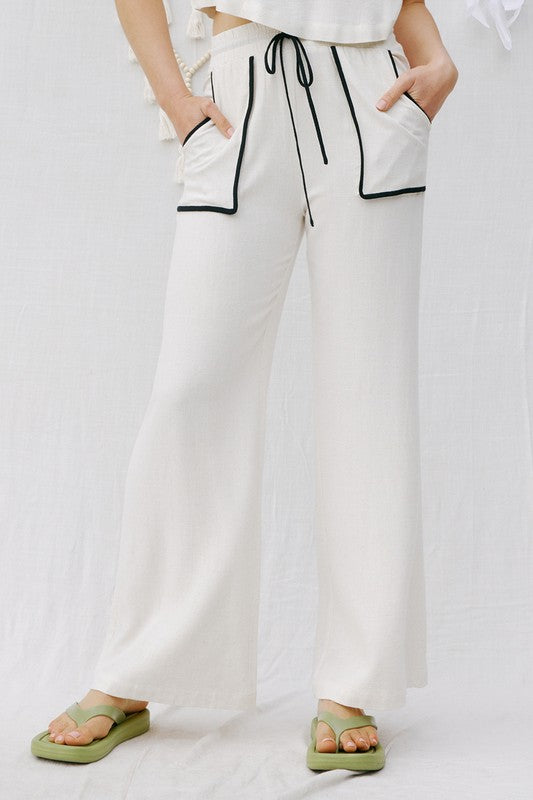 Contrast Linen Pants