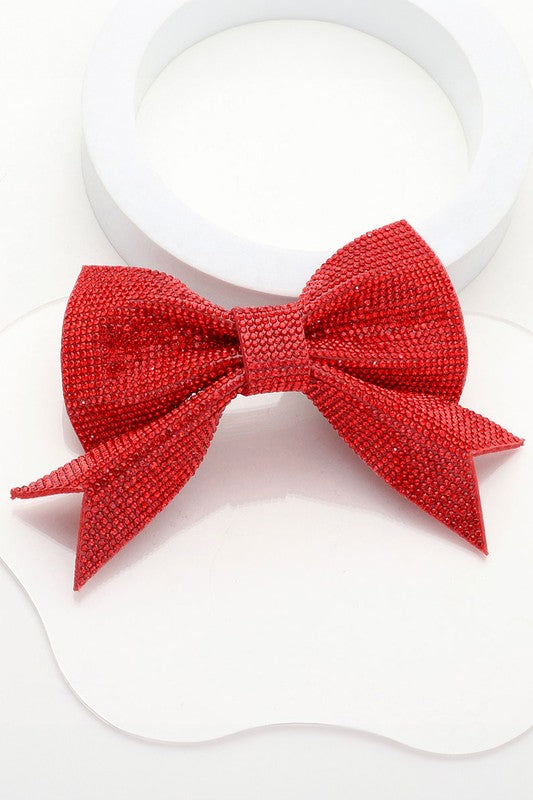 Holiday rhinestone hair bow