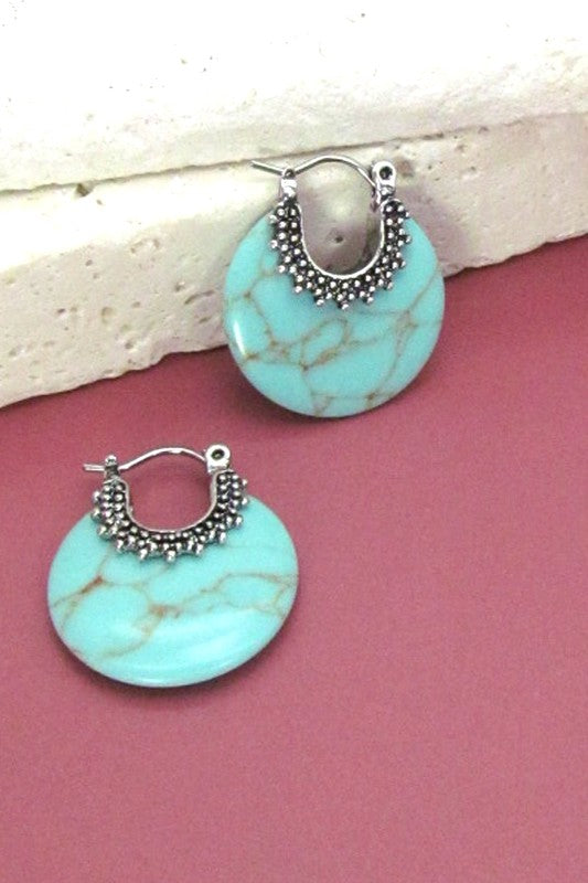 Small Stone Hoop Earrings