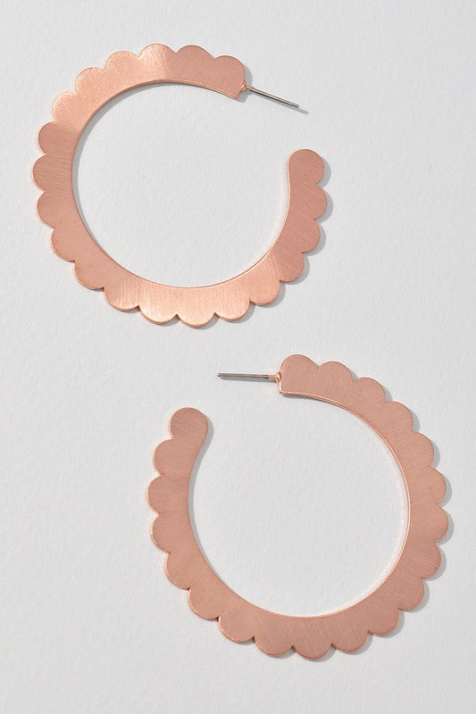 Rose Gold Scalloped Hoop Earring